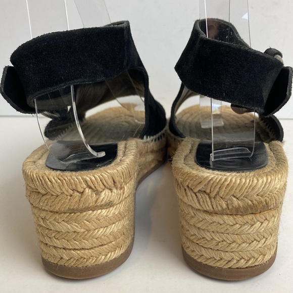rag & bone Calla Black Suede Wedge Espadrille Black Sandals Size EU 39 US 8 - Picture 7 of 15